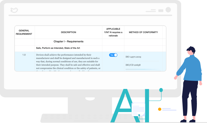 Person Looking At RegDesk Dashboard Image of Form builder for GSPR for medical devices and ER checklists.