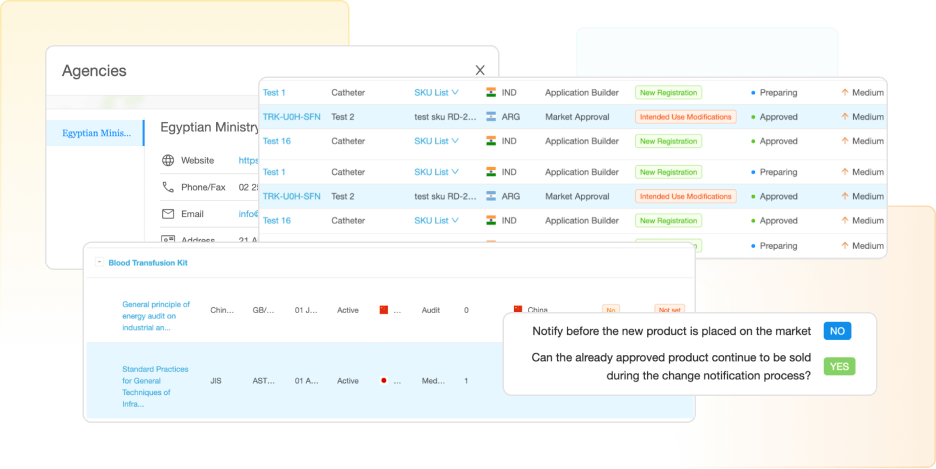 RegDesk Dashboard Image Showing Medical Device Lifecycle Management