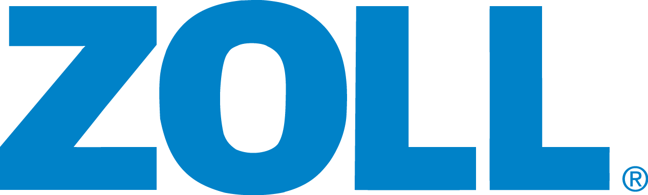 a blue zoll logo on a white background